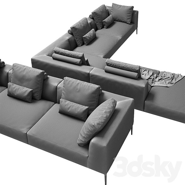 B & B ITALIA MICHEL EFFE 2 sofas 3DSMax File - thumbnail 3