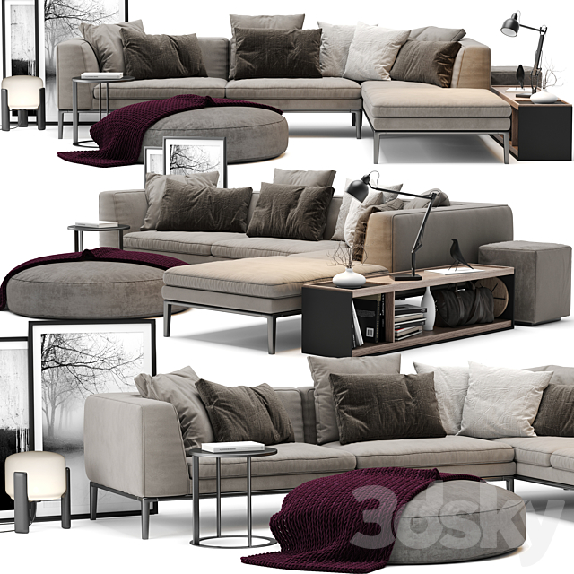 B & B Italia Michel Sofa 3DSMax File - thumbnail 1