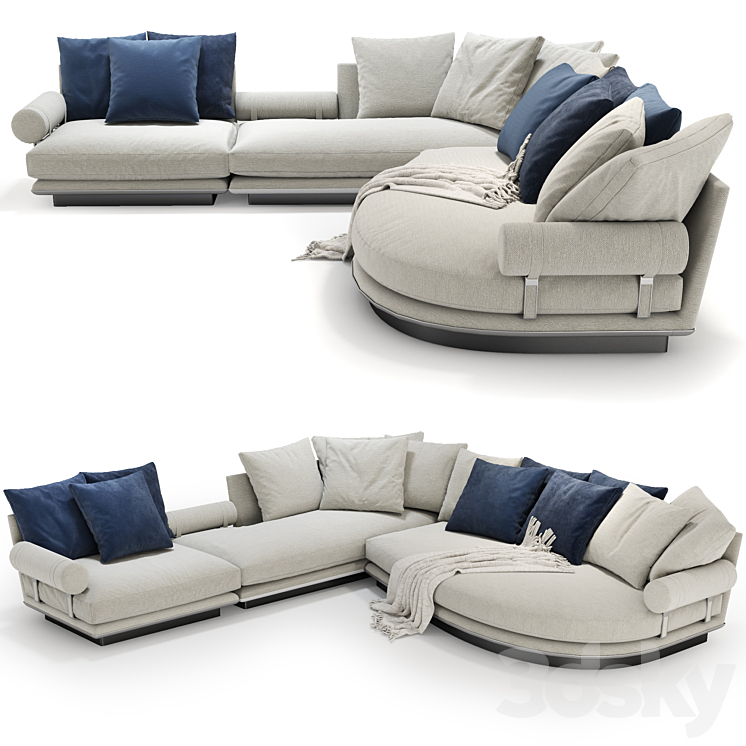 B & B Noonu corner sofa 3DS Max Model - thumbnail 2