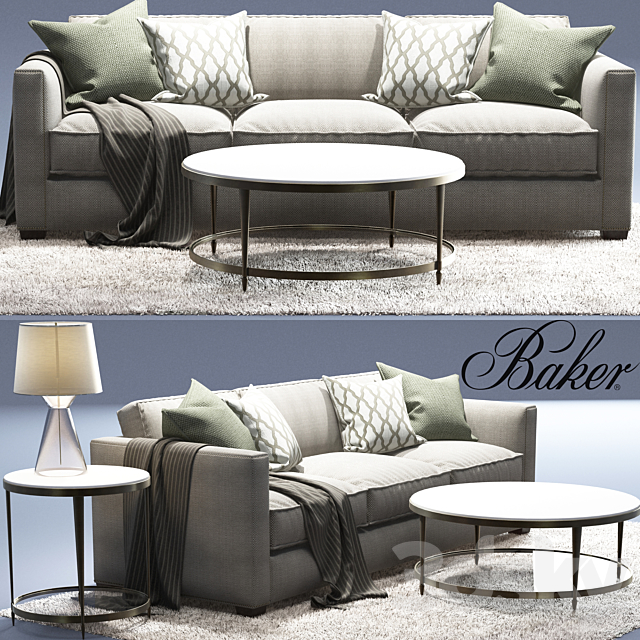 Baker Manhattan Sofa_Oberon_Waistline Table Lamp_Oberon Cocktail 3DSMax File - thumbnail 1