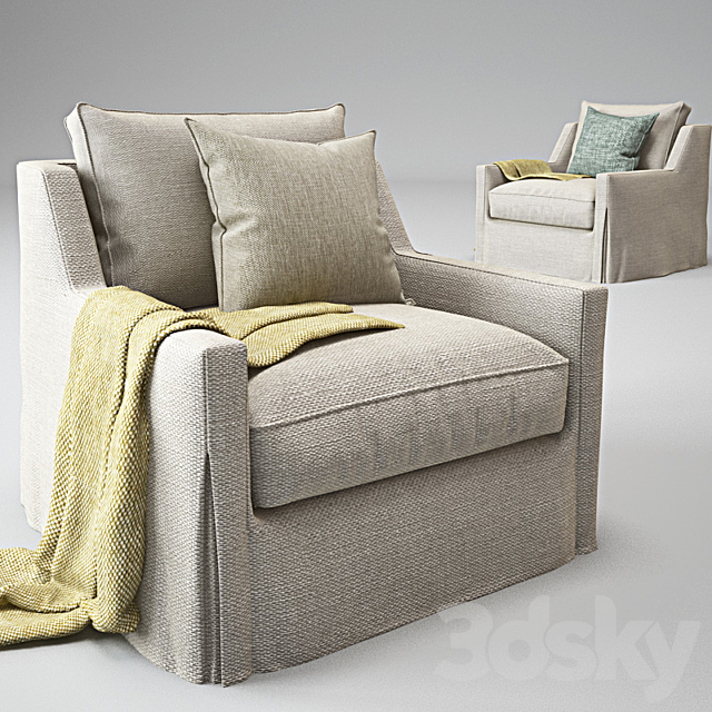 Baker Tiburon sofa & Tiburon Lounge Chair_Barbara Barry 3DSMax File - thumbnail 2