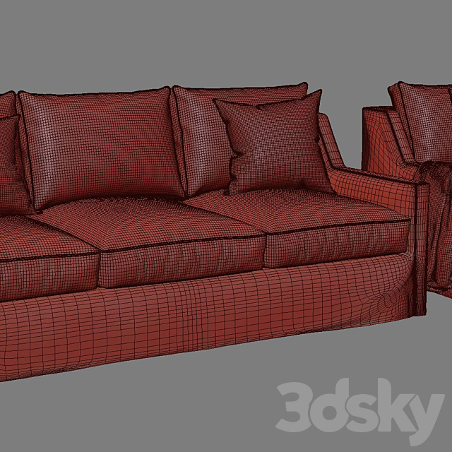 Baker Tiburon sofa & Tiburon Lounge Chair_Barbara Barry 3DSMax File - thumbnail 3