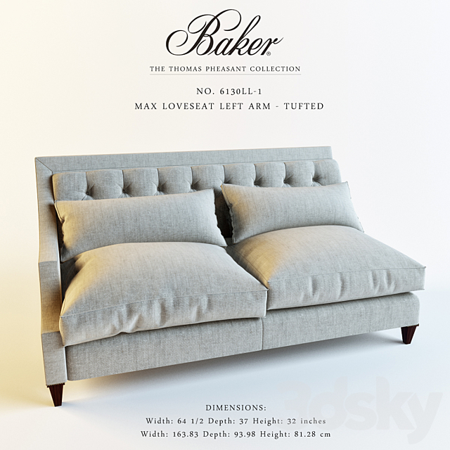 Baker_6130LL-1_MAX LOVESEAT LEFT ARM – TUFTED 3DSMax File - thumbnail 1