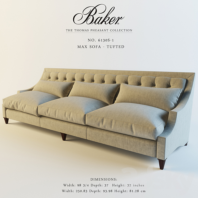 Baker_6130S-1_MAX SOFA – TUFTED 3DSMax File - thumbnail 1