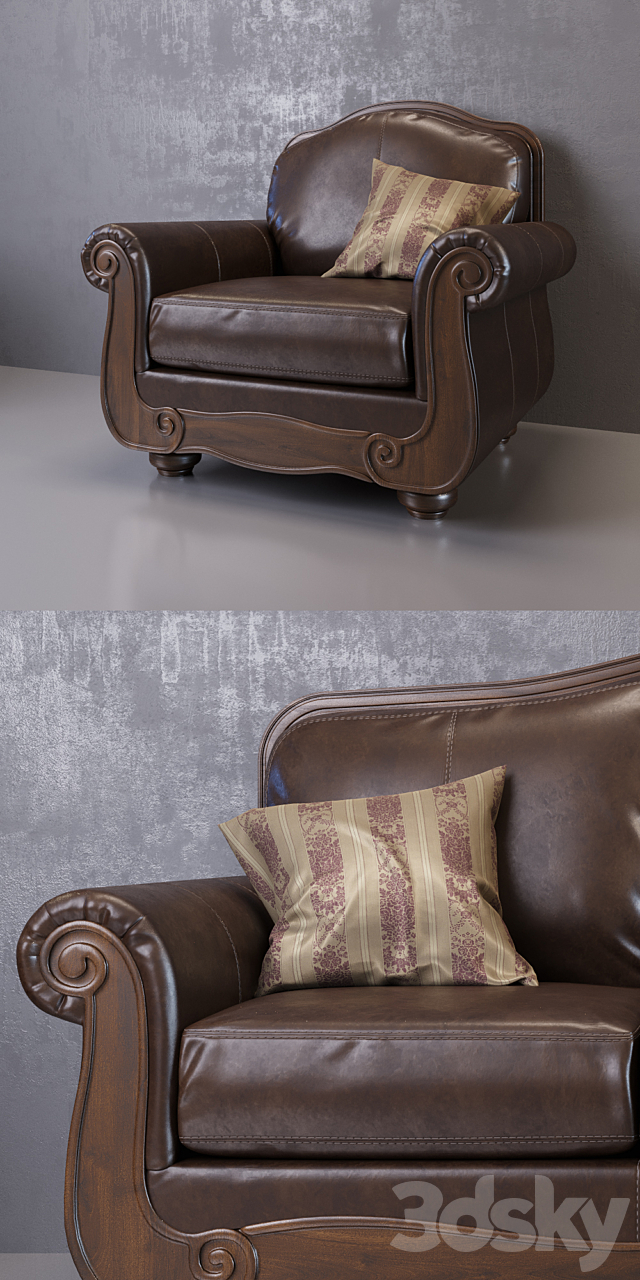 Barcelona Antique Sofa and Armchair 3ds Max - thumbnail 2