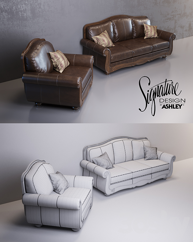 Barcelona Antique Sofa and Armchair 3ds Max - thumbnail 3