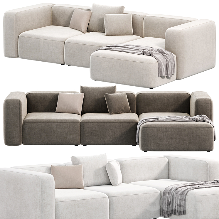 BASECAMP CHAISELOUNGE left Modular Sofa by makenordic 3DS Max Model - thumbnail 1