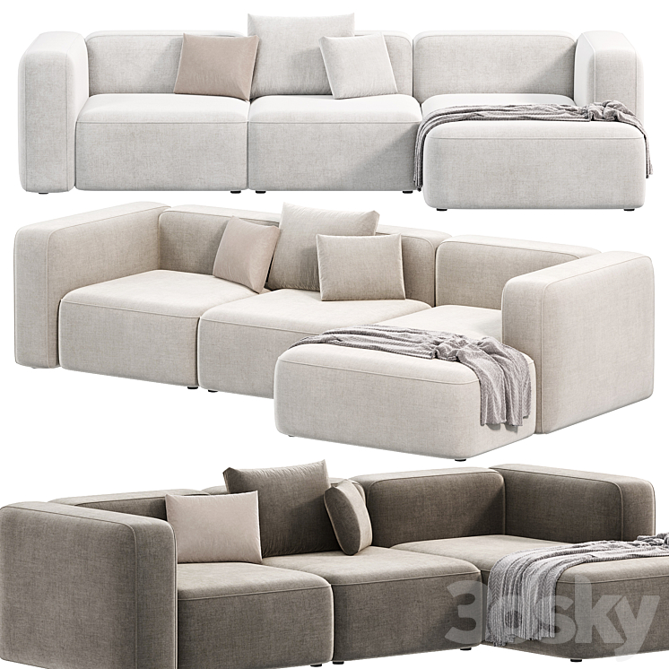 BASECAMP CHAISELOUNGE left Modular Sofa by makenordic 3DS Max Model - thumbnail 2