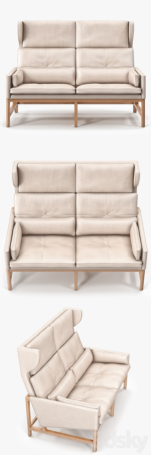 BassamFellows CB 522 Wing Back Settee 3DSMax File - thumbnail 3