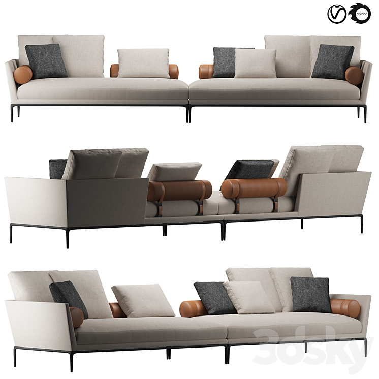 B&B Atoll sofa 3DS Max Model - thumbnail 1