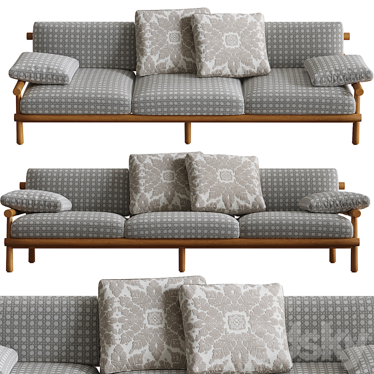 B&B Italia | Ayana 3 seater sofa 3DS Max Model - thumbnail 2