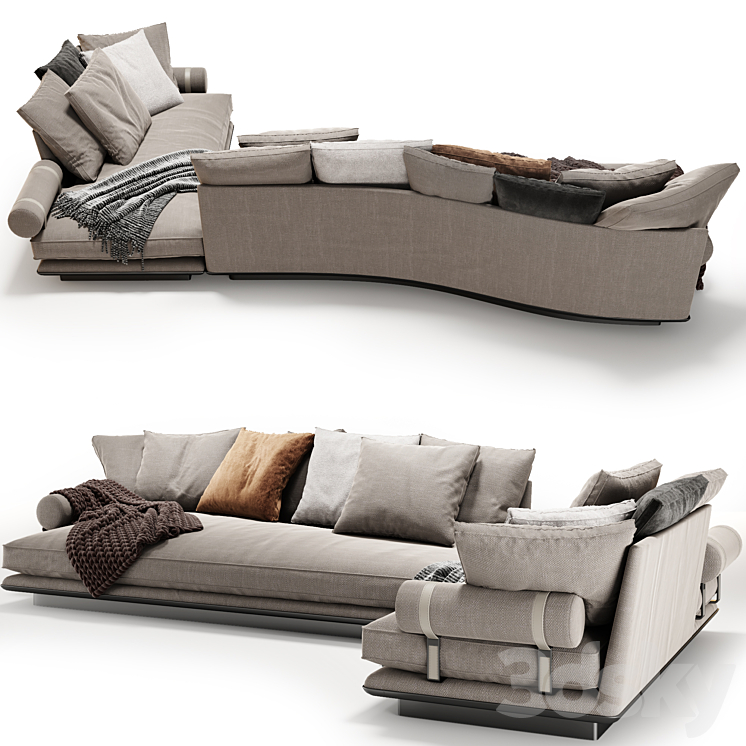 B&B Italia Noonu Corner Sofa 3DS Max Model - thumbnail 2