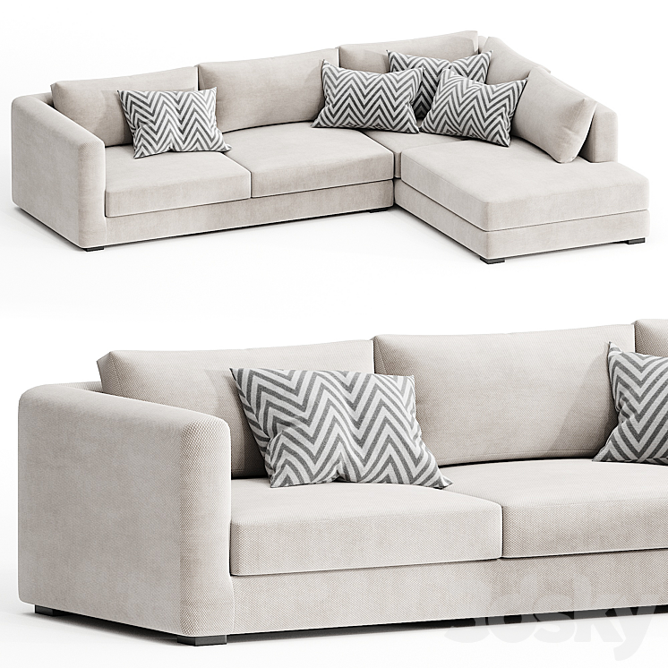 BLAKE LARGE OPEN END CORNER SOFA 3DS Max Model - thumbnail 1