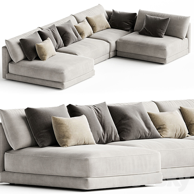 Blanche Katarina Corner Couch Sofa N1 3DS Max Model - thumbnail 1