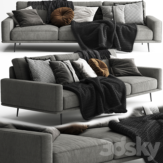 BoConcept Carlton Sofa 3 Seats – Scandinavian Set 3DSMax File - thumbnail 1