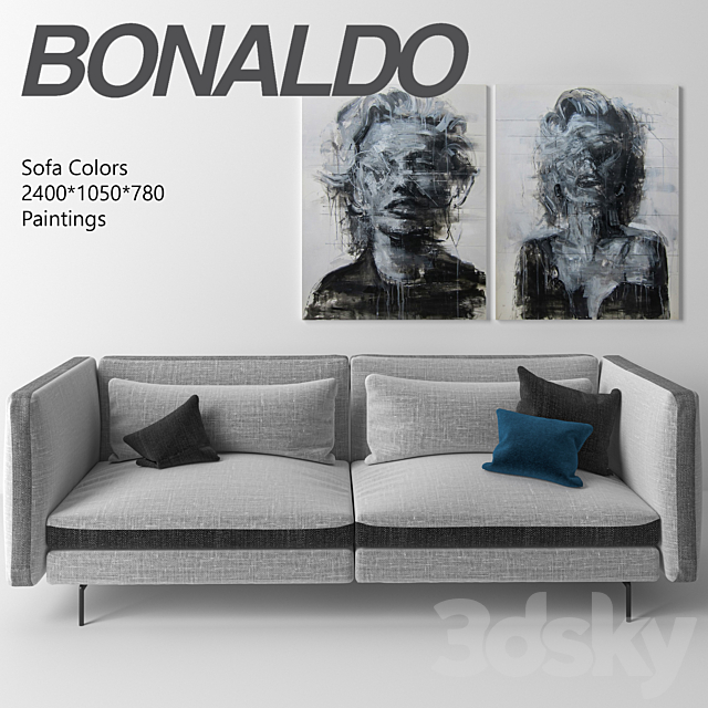 Bonaldo Colors sofa with pillows 3DSMax File - thumbnail 1