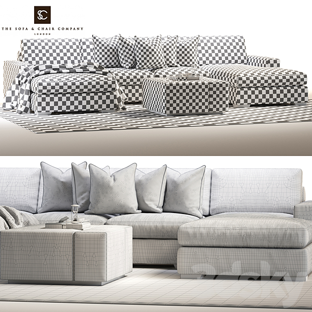 Brancusi corner sofa and Matisse ottoman 3DSMax File - thumbnail 3