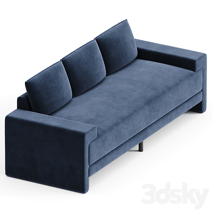 CAMDEN INK BLUE VELVET SOFA 3DS Max Model - thumbnail 2