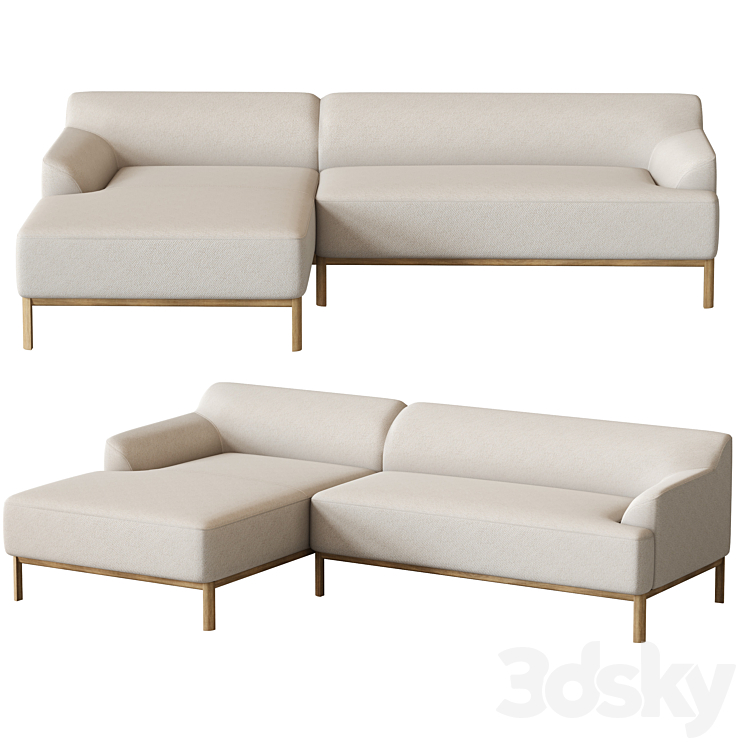 Caro Sofa 3 seater with chaise longue 3DS Max Model - thumbnail 1