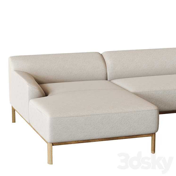 Caro Sofa 3 seater with chaise longue 3DS Max Model - thumbnail 2