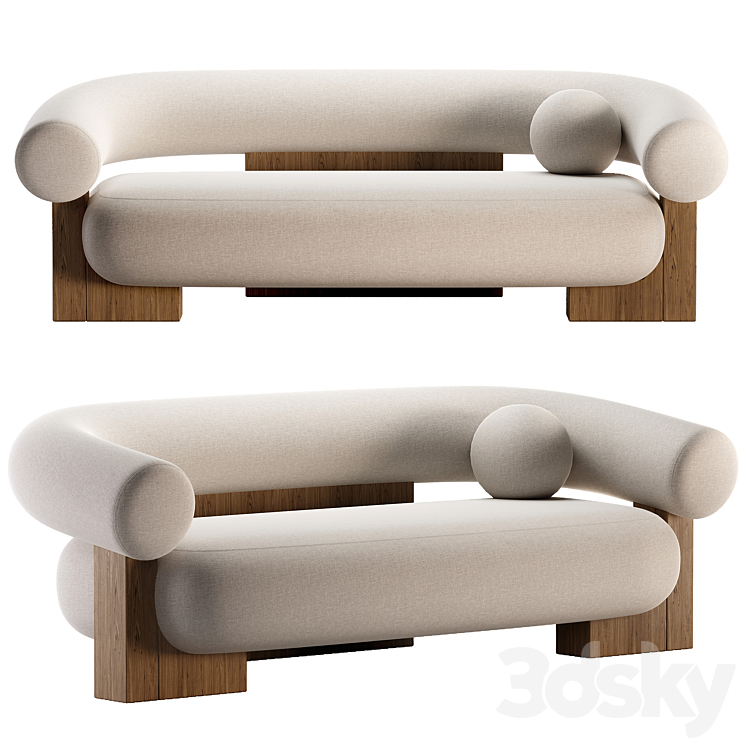 Casset sofa 3DS Max Model - thumbnail 1