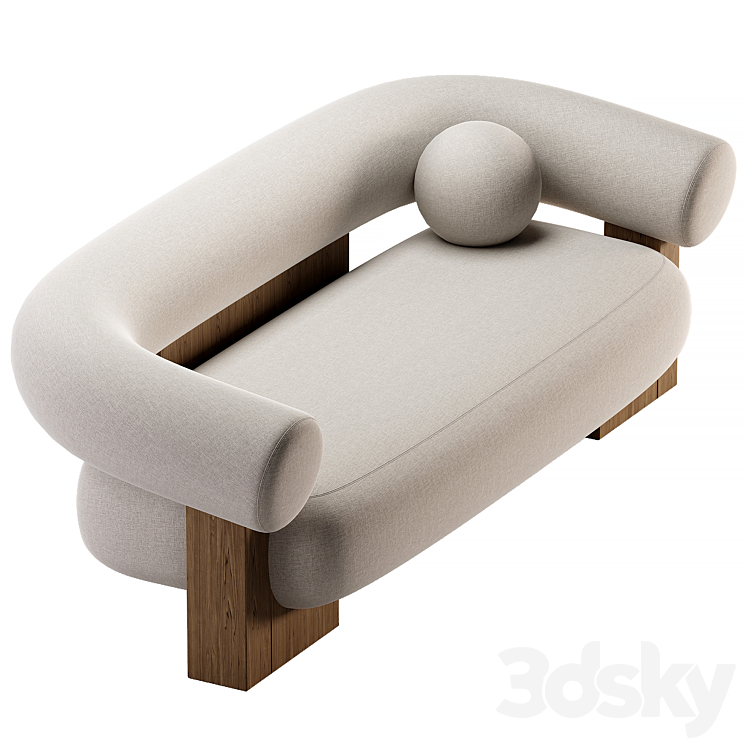 Casset sofa 3DS Max Model - thumbnail 2