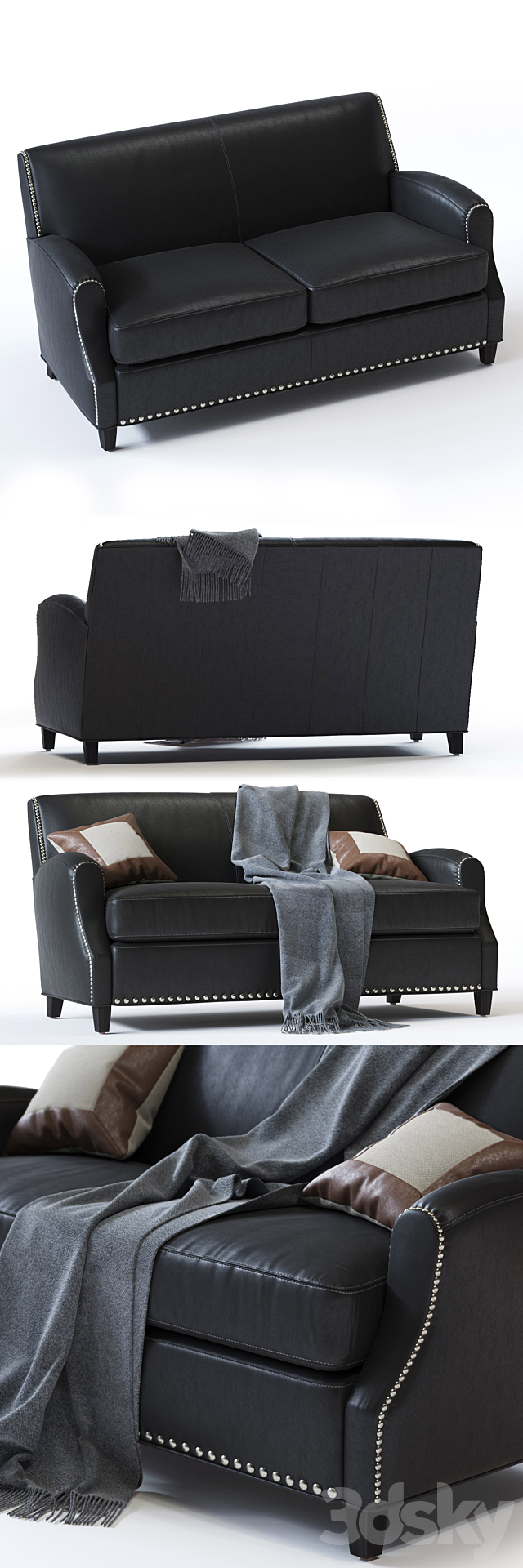 C&B Metropole Leather Loveseat 3DSMax File - thumbnail 2