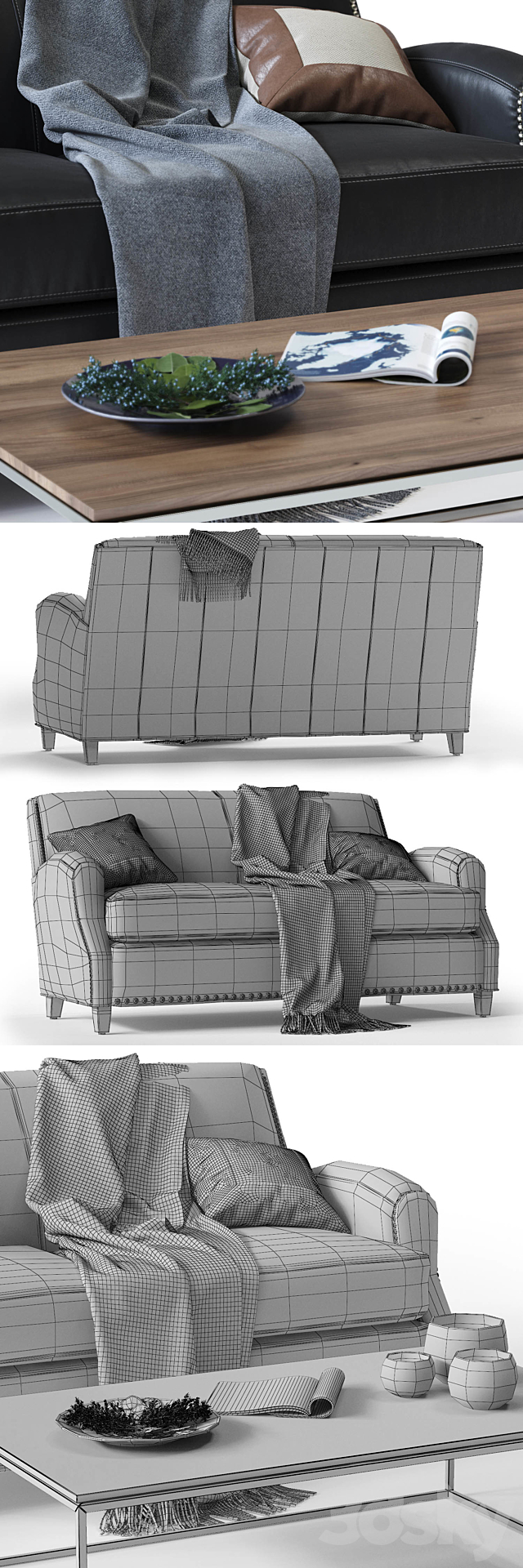 C&B Metropole Leather Loveseat 3DSMax File - thumbnail 3