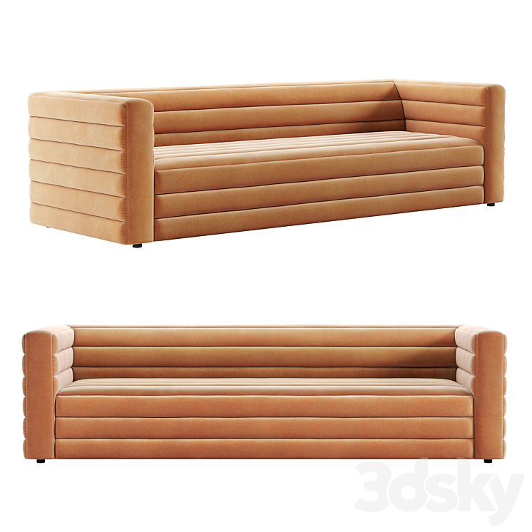 CB2 Strato Extra Large Camel Velvet Sofa 3DS Max Model - thumbnail 1