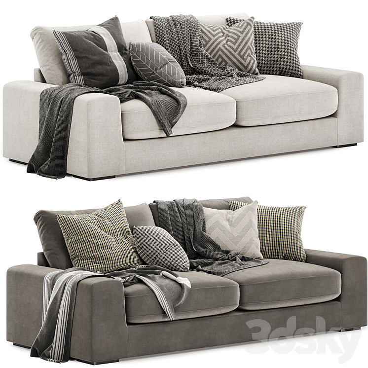 chill fabric 4 seater sofa 3DS Max Model - thumbnail 3