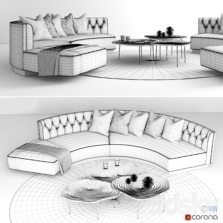 Circa sofa 3DS Max Model - thumbnail 2