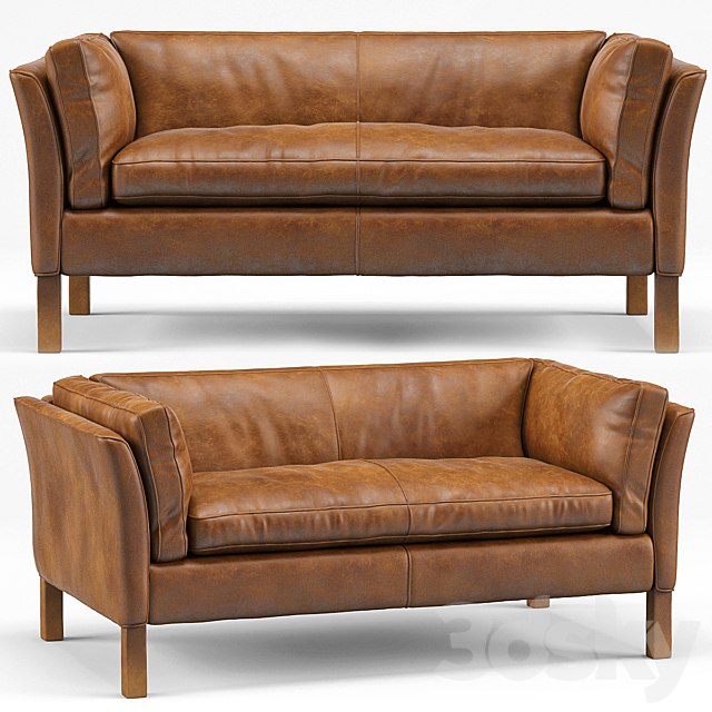 Clara Modern Classic Leather Upholstered Loveseat 3ds Max - thumbnail 1