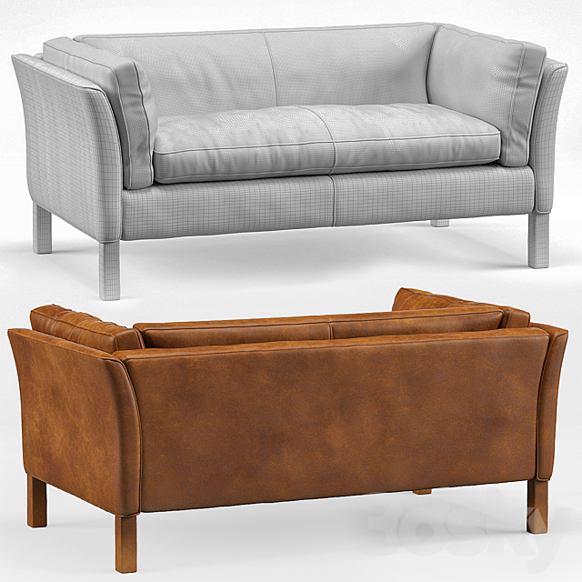 Clara Modern Classic Leather Upholstered Loveseat 3ds Max - thumbnail 2