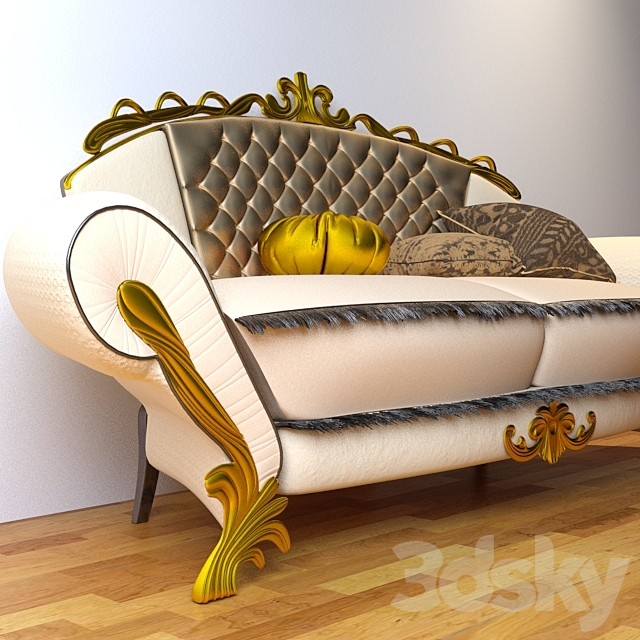 classic sofa 3DS Max Model - thumbnail 2