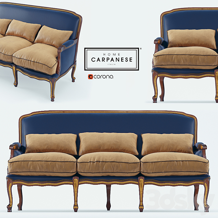 Classic sofa Carpanese 3DS Max - thumbnail 1