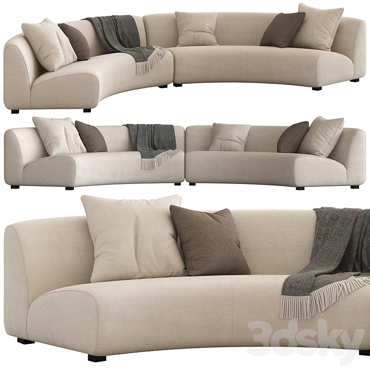 Coco Republic Adele Curved Modular Sofa 3DS Max Model - thumbnail 1