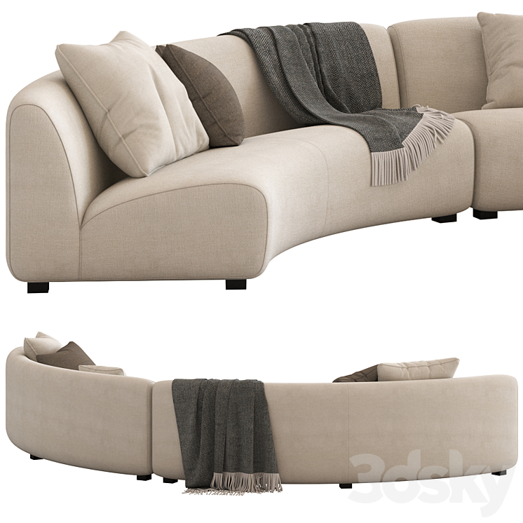 Coco Republic Adele Curved Modular Sofa 3DS Max Model - thumbnail 2