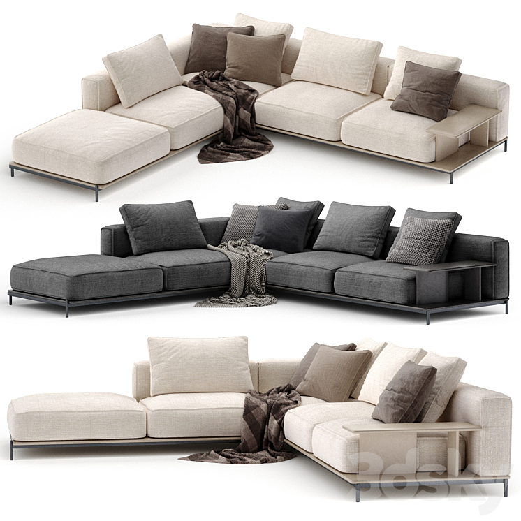 Corner sofa Brera from Poliform 3DS Max Model - thumbnail 2