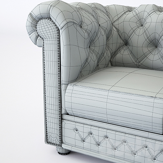 Corner sofa Chesterfield Classic Corner Suite Antique Brown 3DSMax File - thumbnail 2