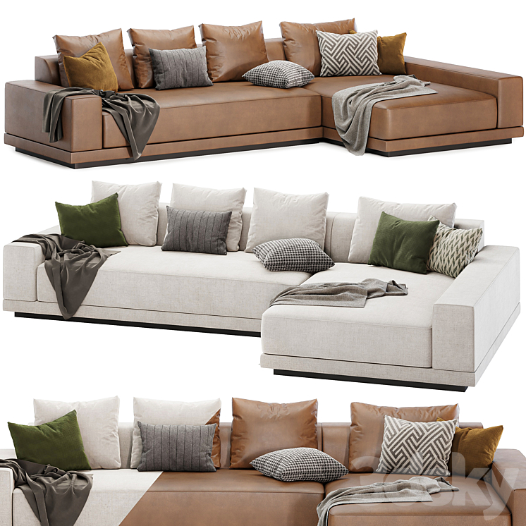 Cortona Sofa Chaise Sectional 3DS Max Model - thumbnail 1