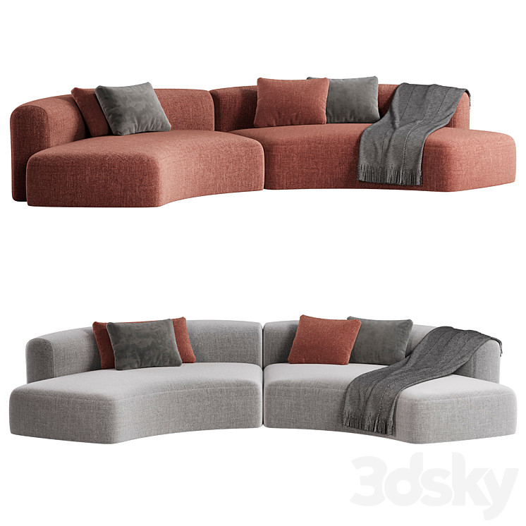 Cozy Curve Sofa 3DS Max Model - thumbnail 2