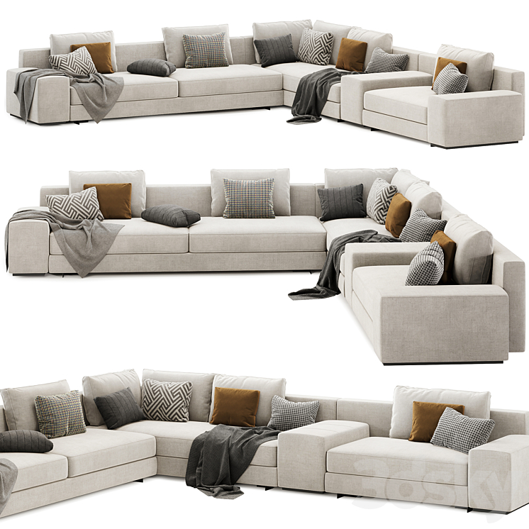 Daniels modular sofa set 02 by Minotti italia 3DS Max Model - thumbnail 1