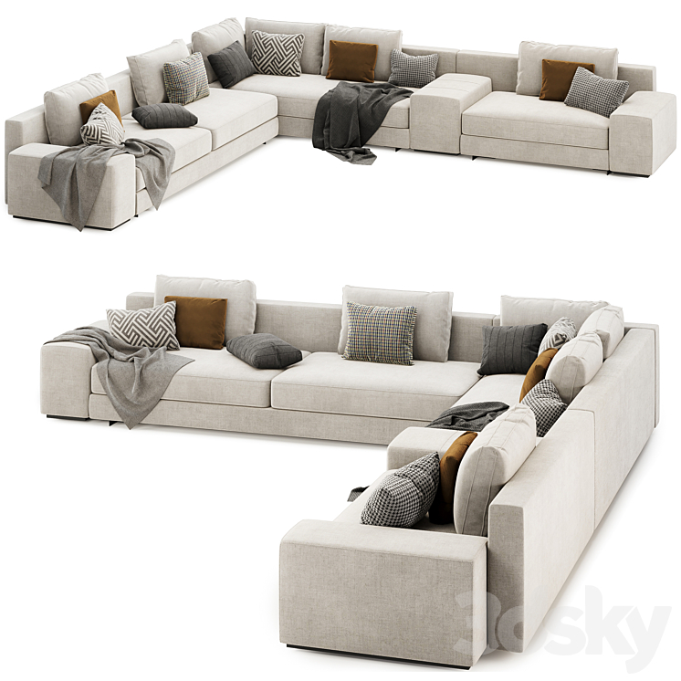 Daniels modular sofa set 02 by Minotti italia 3DS Max Model - thumbnail 2