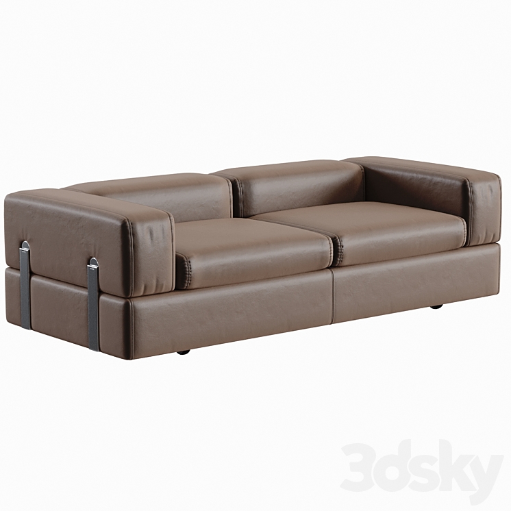 Daybed Sofa 711 by Tito Agnoli for Cinova in Brown Leather 3DS Max Model - thumbnail 1