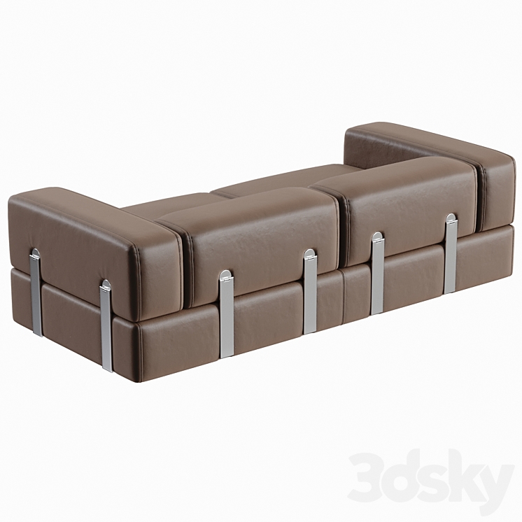 Daybed Sofa 711 by Tito Agnoli for Cinova in Brown Leather 3DS Max Model - thumbnail 2