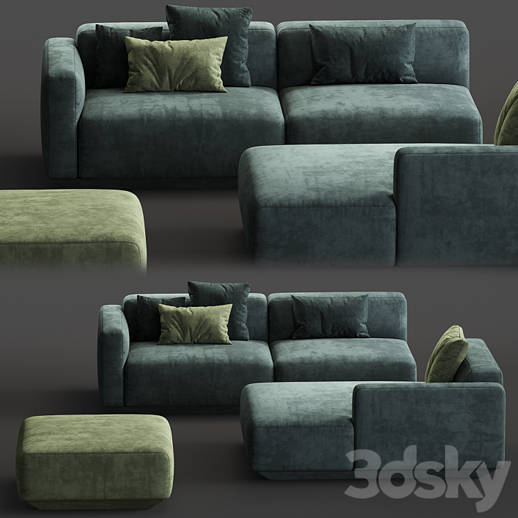 Develius modular sofa 3DS Max - thumbnail 2
