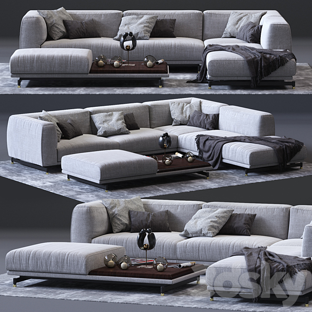 DITRE ITALIA St. Germain Corner Sofa 01 3DSMax File - thumbnail 1