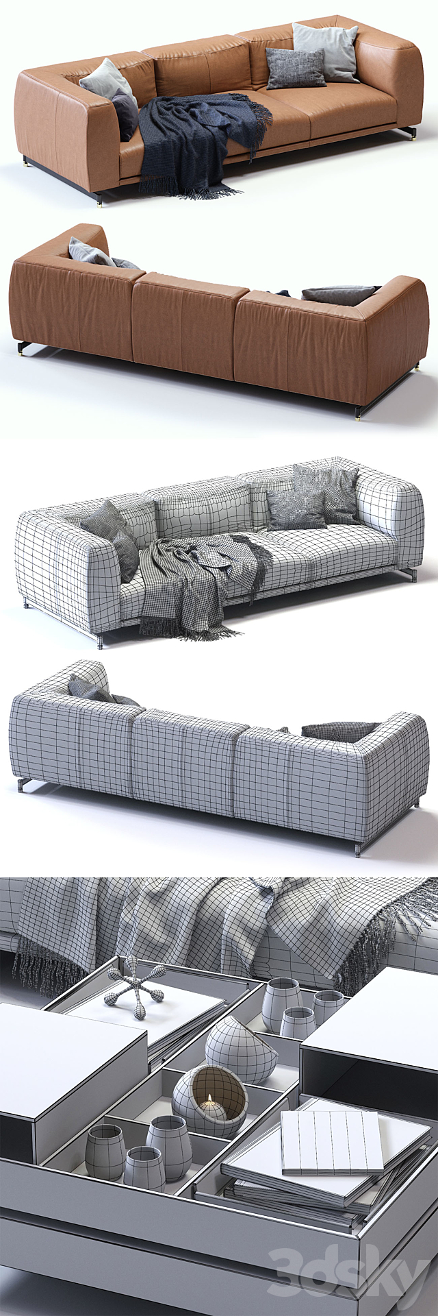 DITRE ITALIA St. Germain Leather Sofa 3DSMax File - thumbnail 3