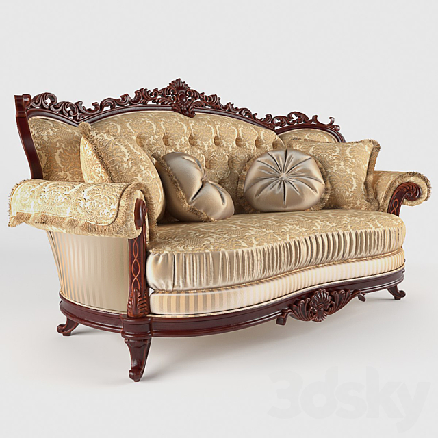 Double sofa Milord Gold 3DS Max Model - thumbnail 1