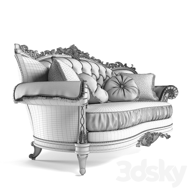 Double sofa Milord Gold 3DS Max Model - thumbnail 3